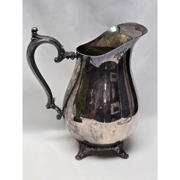 Vintage Silver Plated WM Rogers 817 Footed Ice Guard Water Beverage Pitcher - Picture 3 of 12